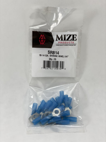 Mize Wire 25 Pc 16-14 GA 1/4" Blue Heat Shrink Ring, SRB14