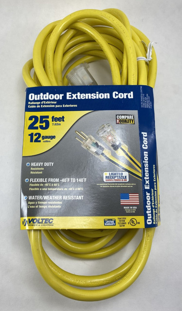 US Wire 25' 12/3 SJTW Outdoor Extension Cord w/ Lighted Ends 0500364
