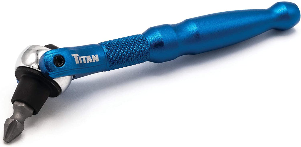 Titan Tools 11317 1/4-Inch Drv x 4-Inch 90-Tooth Swivel Head Micro Ratchet Bit Driver