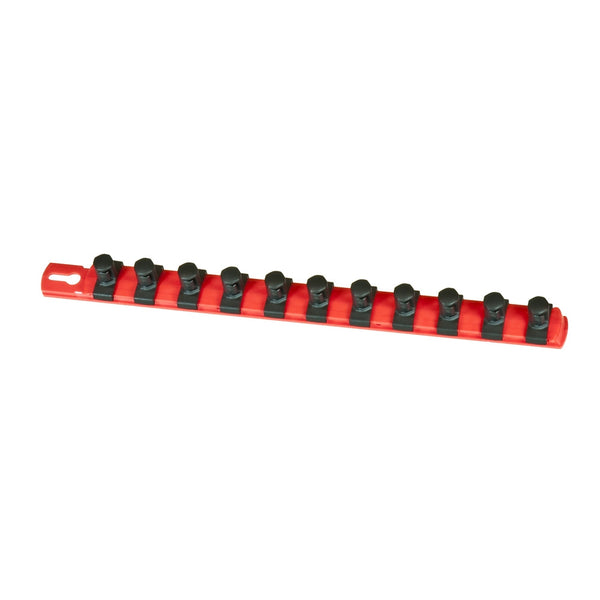 Ernst Manufacturing #8414 13-Inch Socket Organizer with 15 1/4-Inch Twist Lock Clips, Red