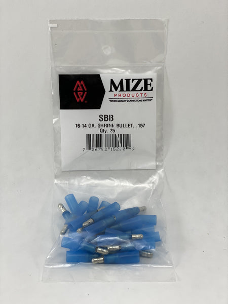 Mize Wire 25 Pc 16-14 GA Male Shrink Bullet Plug Connector, SBB