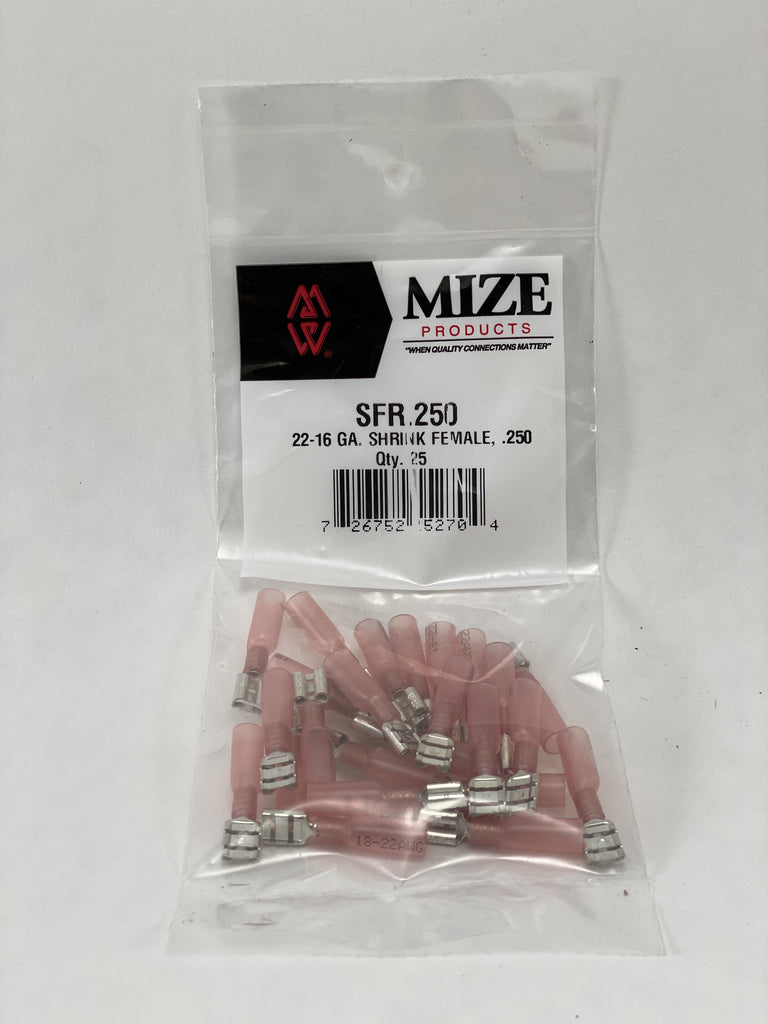 Mize Wire 25 Pc 22-16 GA Male Uninsulated Shrink Plug Connector, SMR250