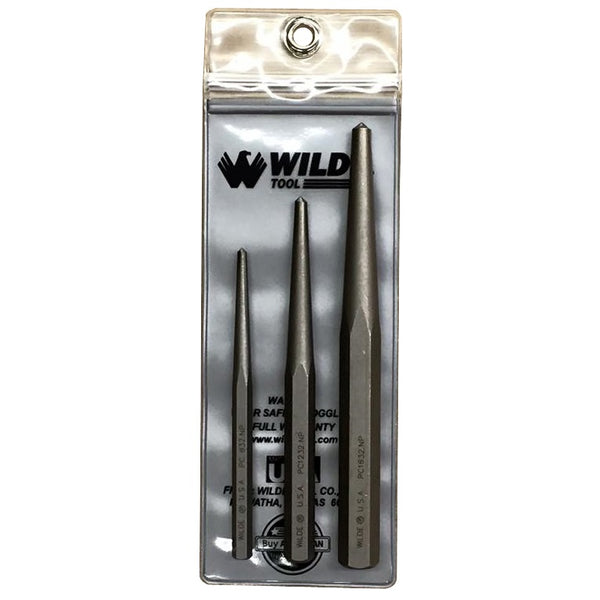 Wilde Tool PC3 3 pc Center Pin Punch Set 1/4, 3/8, and 1/2-Inch