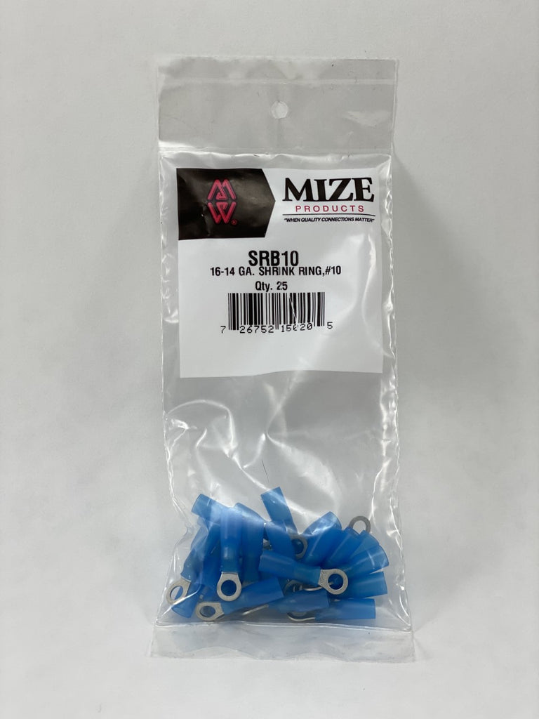 Mize Wire 25 Pc 16-14 GA #10 Blue Heat Shrink Ring, SRB10
