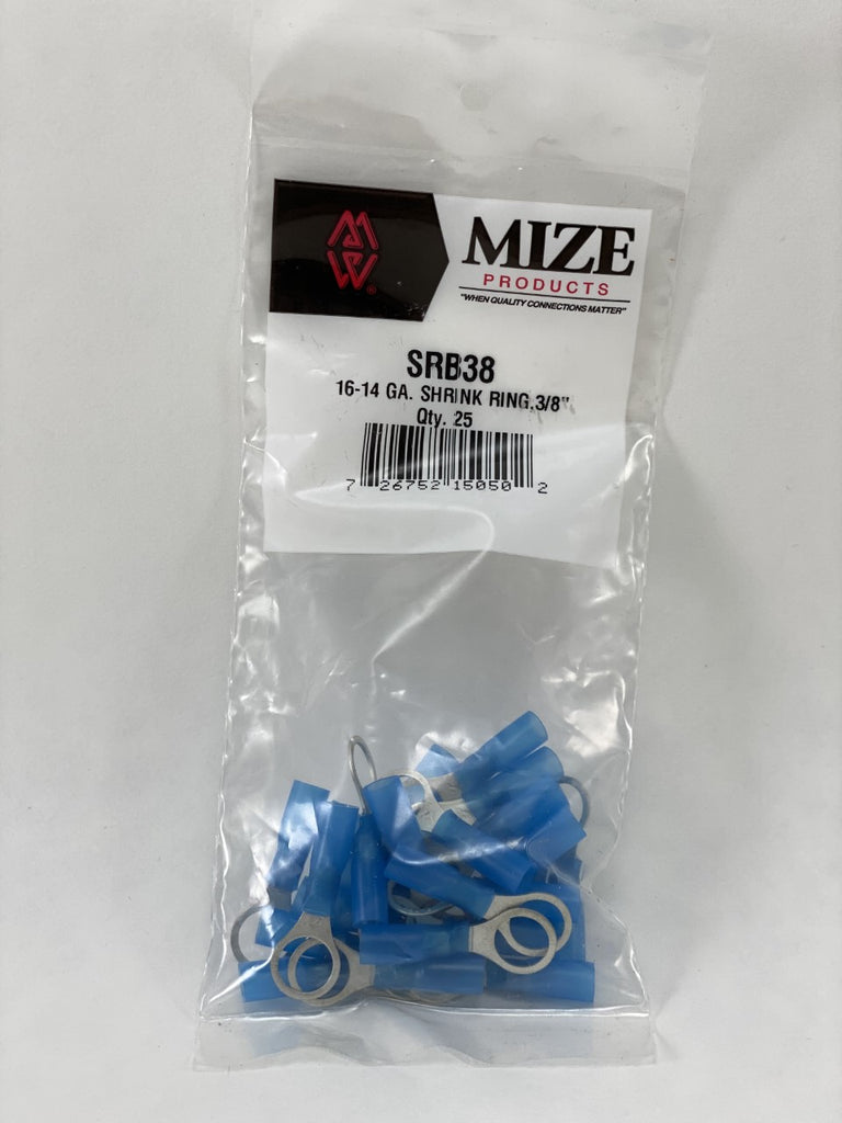 Mize Wire 25 Pc 16-14 GA 3/8" Blue Heat Shrink Ring, SRB38
