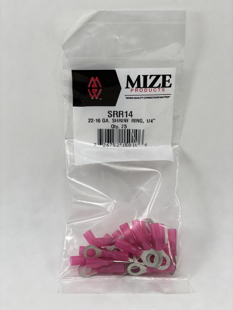 Mize Wire 25 Pc 22-16 GA 1/4" Red Heat Shrink Ring, SRR14