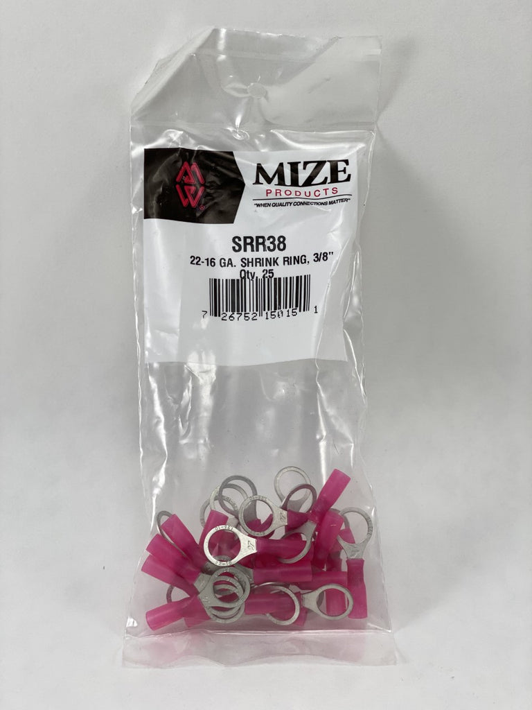 Mize Wire 25 Pc 22-16 GA 3/8" Red Heat Shrink Ring, SRR38