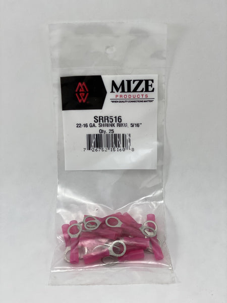 Mize Wire 25 Pc 22-16 GA 5/16" Red Heat Shrink Ring, SRR516