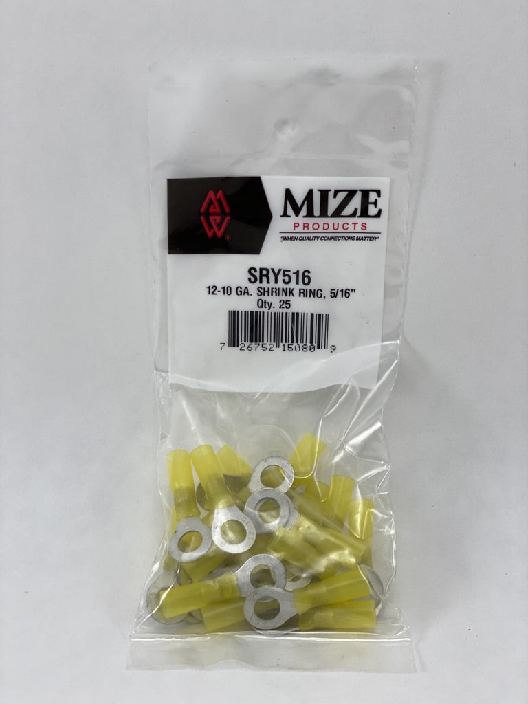 Mize Wire 25 Pc 12-10 GA 5/16" Yellow Heat Shrink Ring, SRY516