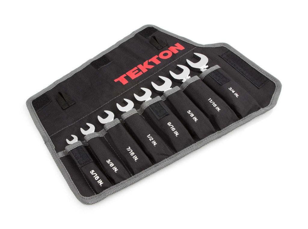 TEKTON WRN01086 Stubby Combination Wrench Set with Roll-up Storage Pouch, Inch, 5/16-Inch - 3/4-Inch, 8-Piece